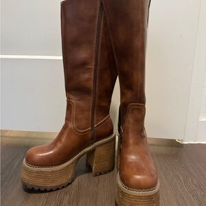 Dolls Kill Brown Heeled Platform Boots